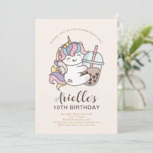 Schattig Minimalistische Eenhoorn Boba Bubble Melk Kaart