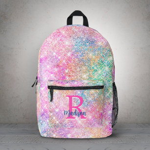 Schattig modern eenhoorn roze nepschitter monogram bedrukte rugzak