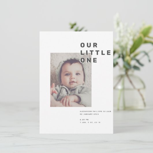 SCHATTIG | Modern & Liefdevolle geboortekaartje Save The Date (Staand voorkant)