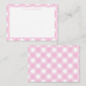 Schattig Modern Pastel Blozende Roze Gingham Plaid Notitiekaartje (Voorkant / Achterkant)