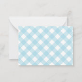 Schattig modern pastel lichtblauw gingham geruit notitiekaartje (Achterkant)