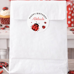 Schattig moderne rode lieveheersbeestje gelukkige  ronde sticker