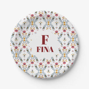 schattig monogram aangepaste Scandinavische volksk Papieren Bordje