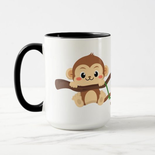 schattig monogram aap naam toevoegen Mok (Links)