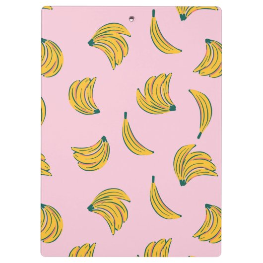 Schattig Monogram Gele Bananen in Roze Achtergrond Klembord (Achterkant)