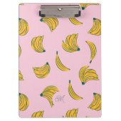 Schattig Monogram Gele Bananen in Roze Achtergrond Klembord (Voorkant)