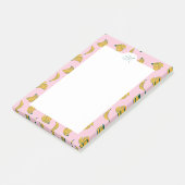Schattig Monogram Gele Bananen in Roze Achtergrond Post-it® Notes (Schuin)