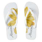 Schattig monogram L Gele waterverf floraal Wit Teenslippers (Voetbed)
