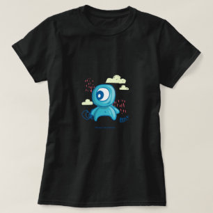 Schattig Monster Cartoon Karakterontwerp   Blauwe  T-shirt