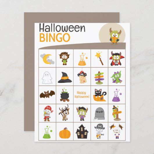 Schattig Monster en pompoen Halloween BINGO Board! (Voorkant / Achterkant)