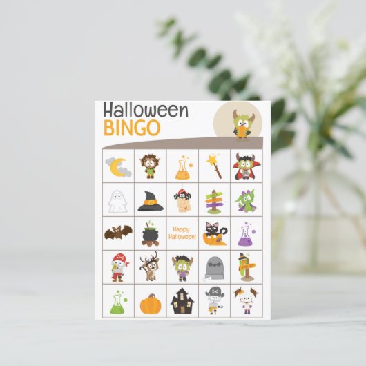 Schattig Monster en pompoen Halloween BINGO Board! (Staand voorkant)