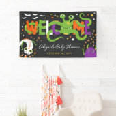 Schattig Monsters Halloween Baby shower Welkom Spandoek (Insitu)