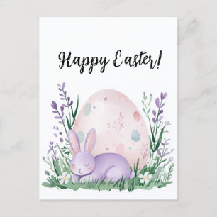 Schattig mooi konijntje met bloemen en voor Pasen Briefkaart
