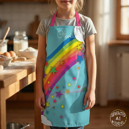 Schattig Mooie Meisjesachtige Regenboog Sterren Lu Schort