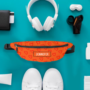 Schattig Mooie Oranje Rode Hart Liefde Patroon Naa Heuptasje