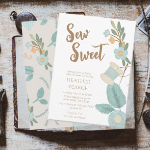 Schattig naaien geborduurd bloemjongen Baby shower Kaart