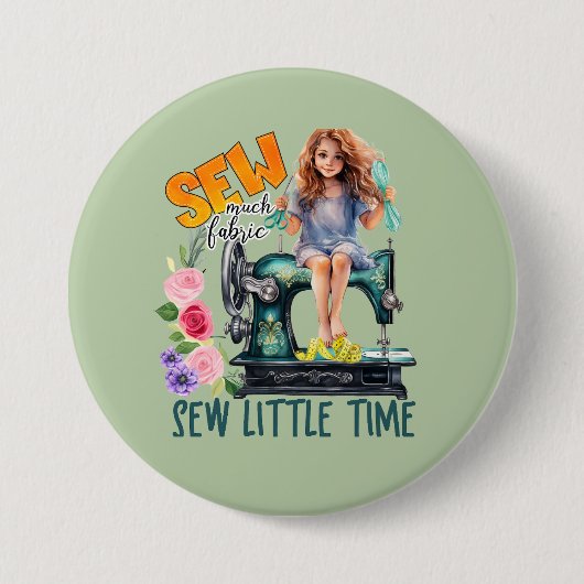 schattig naaiwerk ronde button 7,6 cm (Voorkant)