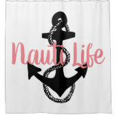 schattig, nautisch NAUTI LIFE-script + anker | Douchegordijn (Voorkant)