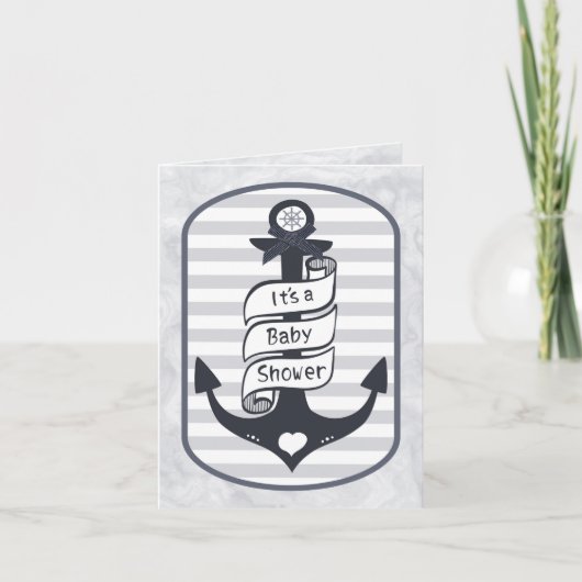 Schattig nautische anker Bow and Stripes Baby show (Voorkant)