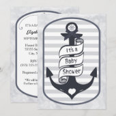 Schattig nautische anker Bow and Stripes Baby show Kaart (Voorkant / Achterkant)