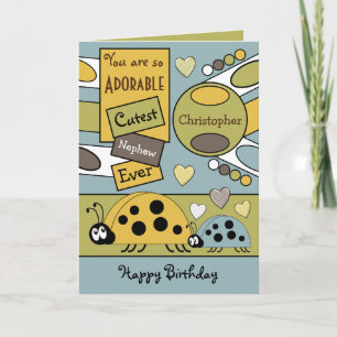 Schattig neefje ladybugs speciale jongen geel groe kaart