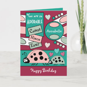 Schattig niece ladybugs speciaal meisje groen roze kaart