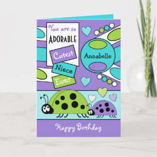 Schattig niece ladybugs speciaal meisje paars groe kaart