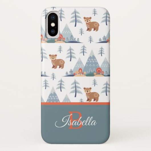 Schattig Nordic Beer Pattern Monogram Gepersonalis Case-Mate iPhone Case (Achterkant)