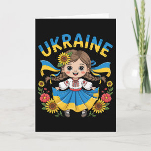 Schattig Oekraïens meisje in traditionele outfit m Kaart