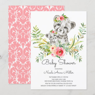 Schattig Oerwoud Cheetah Baby shower Invitation Kaart