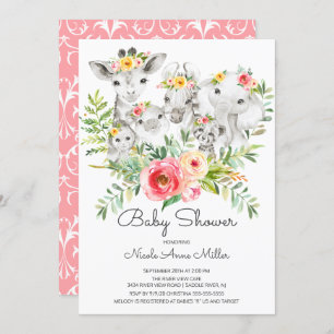 Schattig Oerwoud Dieren Baby shower Kaart