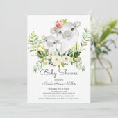 Schattig Oerwoud Hippo Baby shower Invitation Kaart (Staand voorkant)