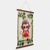 Schattig Oerwoud Valentijn Monkey Hangend Wandkleed (Gebogen)