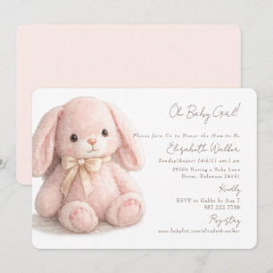 Schattig Oh Baby Meisje Konijn Roze Baby Shower II Kaart