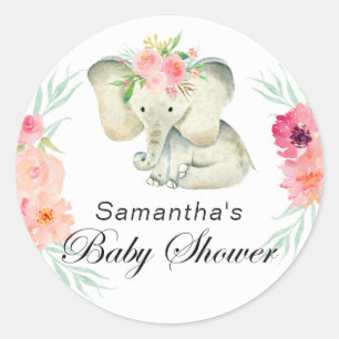 Schattig Olifant Baby shower voor Meisje Ronde Sticker