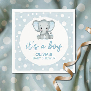 Schattig Olifant blauw Het is een Boy Baby shower Servet