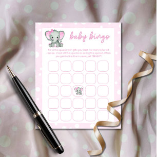 Schattig Olifant roze baby bingo spel
