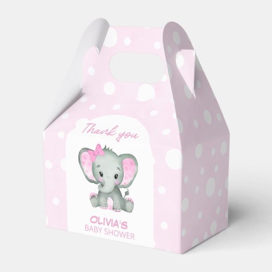 Schattig Olifant roze Baby shower Bedankdoosjes (Achterkant)
