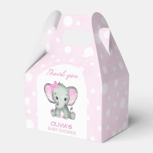 Schattig Olifant roze Baby shower Bedankdoosjes (Voorkant Zijde)