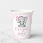 Schattig Olifant roze Baby shower Papieren Bekers (Achterkant)