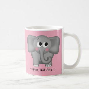 Schattig olifant - Roze, speciaal ontworpen Koffiemok