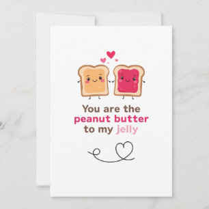 Schattig ontwerp met pindakaas en jelly-liefde feestdagenkaart