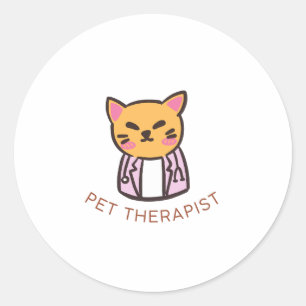 Schattig Ontwerp van een Kat Huisdier Therapeut Ca Ronde Sticker