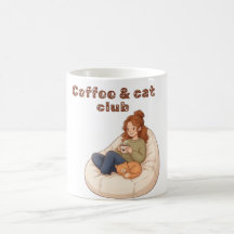 Schattig ontwerp voor koffie- en kattenclub