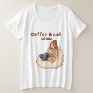 Schattig ontwerp voor koffie- en kattengemeenschap grote maat t-shirt