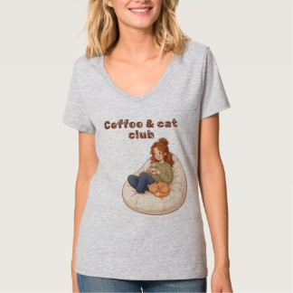 Schattig ontwerp voor koffie- en kattengemeenschap t-shirt