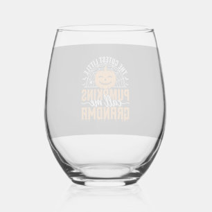 Schattig ontwerp voor oma's Halloween pompoen_1 Wijnglas Zonder Voet