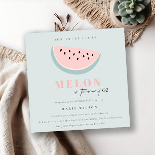 Schattig Onze Kleine Meloen Pastelblauw Verjaardag Kaart