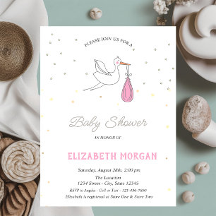 Schattig Ooievaar Meisje Stunt Baby Shower Kaart