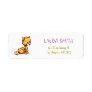 Schattig Oranje Kat Retouradres Etiket